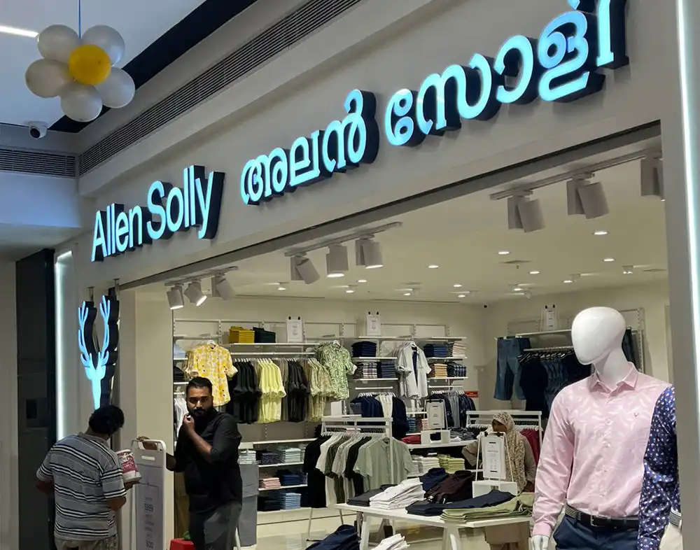 view of allen solly store at secura centre kannur